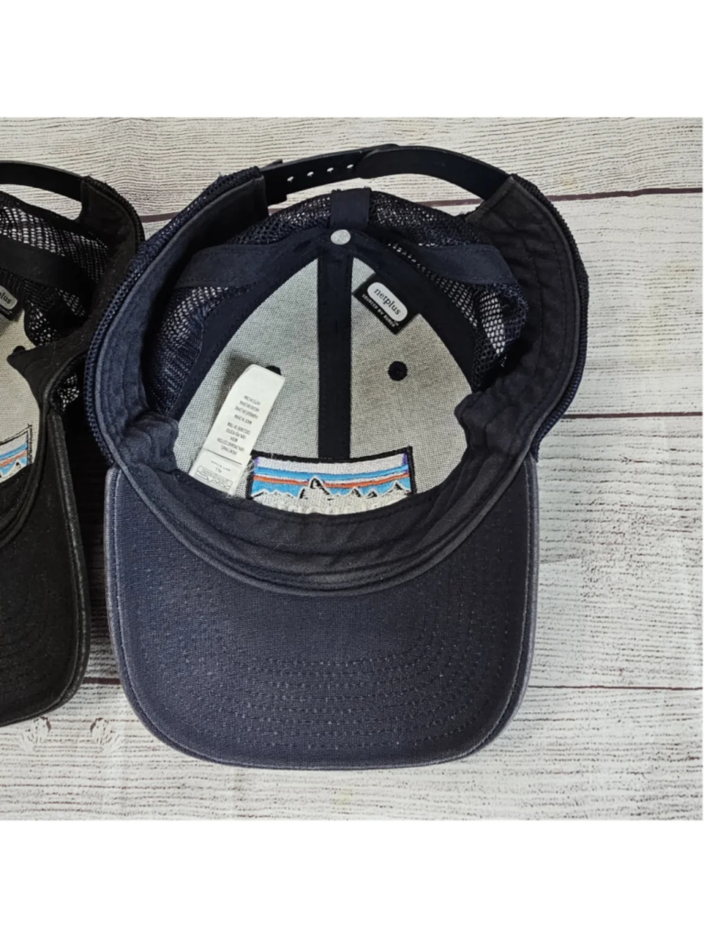 Patagonia ball cap bundle, snapback, mesh baseball hats, black and blue